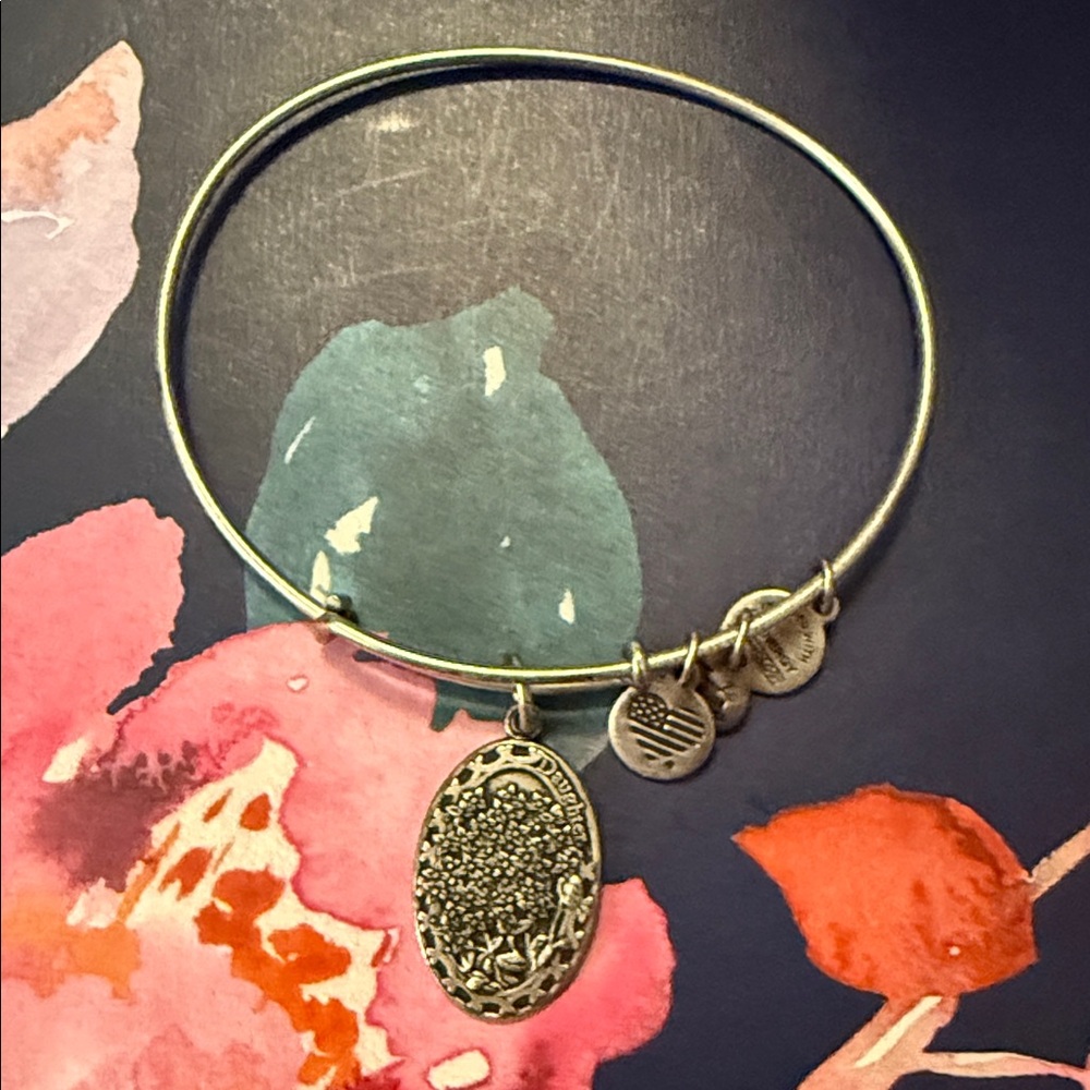 Silver Bangle Bracelet with Charms